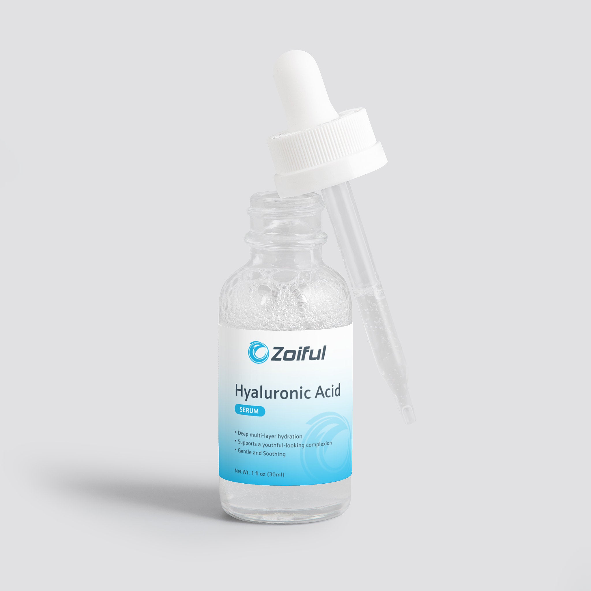 Multi-molecular hyaluronic acid serum close-up for lightweight skin hydration