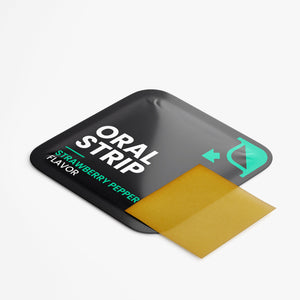 Cognitive Relax Strips packaging with 30 strawberry peppermint strips