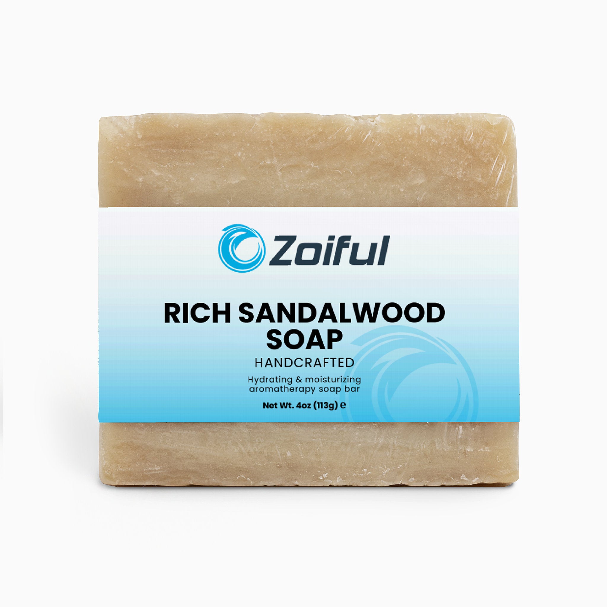 Rich Sandalwood Soap bar with warm woody scent and moisturizing organic oils