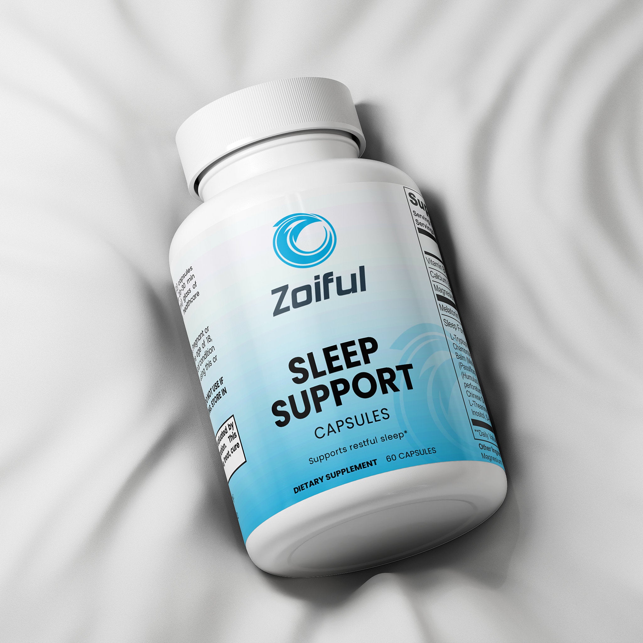 Sleep Support supplement bottle for nighttime relaxation and evening wellness routine