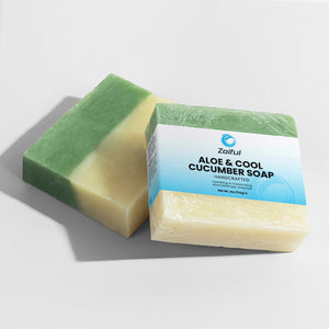 Aloe & Cool Cucumber Soap lifestyle image showing gentle refreshing bar soap use