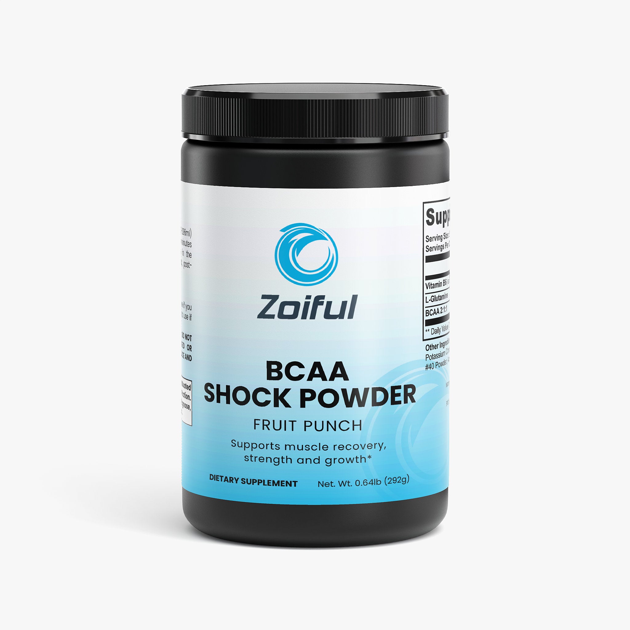 BCAA Shock Powder Fruit Punch intra-workout BCAA supplement front label