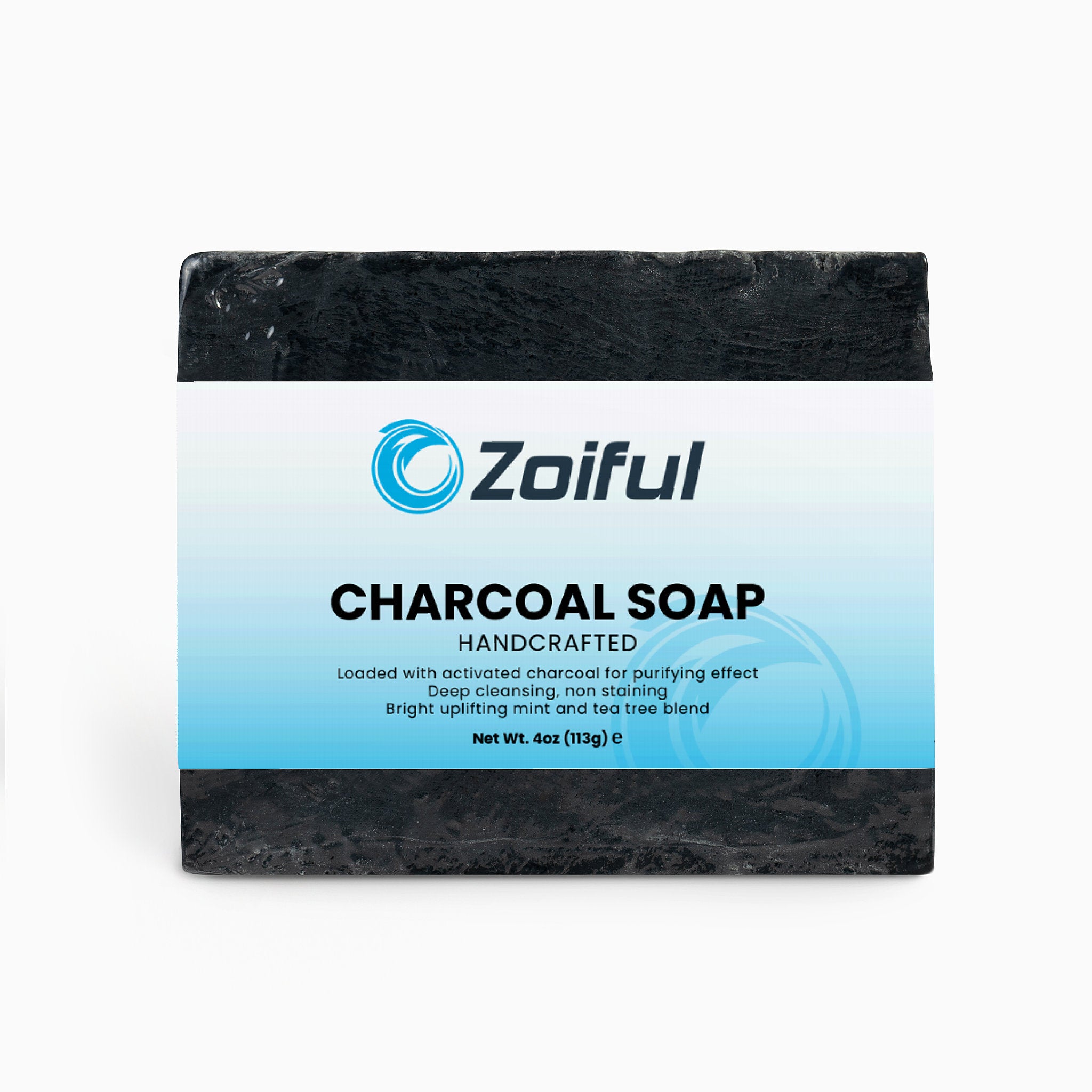 Activated charcoal soap bar for face and body with peppermint and tea tree essential oils