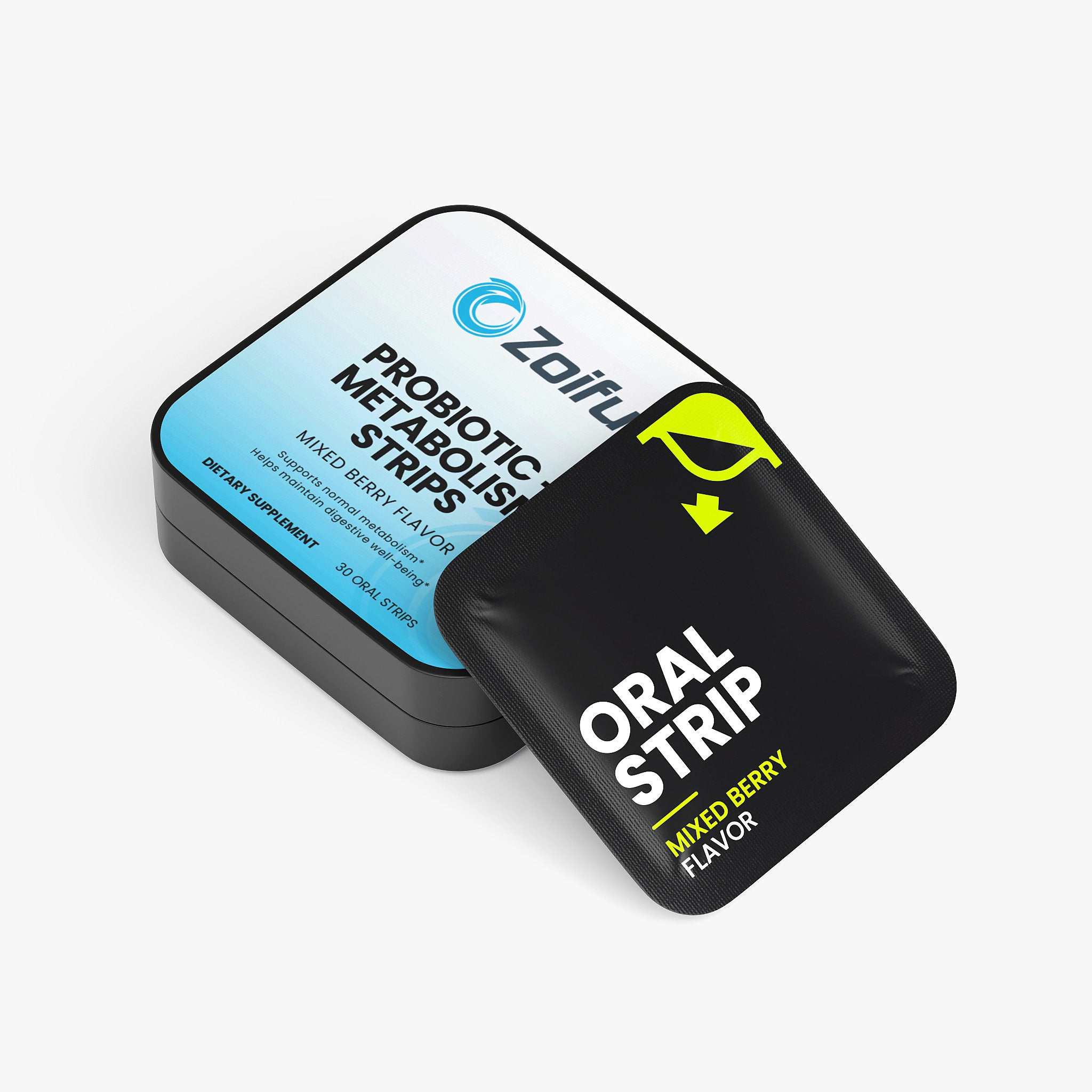 Fast-dissolving probiotic + prebiotic strips for gut health support on the go