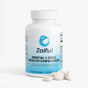 Dental + Oral Health Chewables supplement label showing xylitol, probiotics, and hydroxyapatite formula