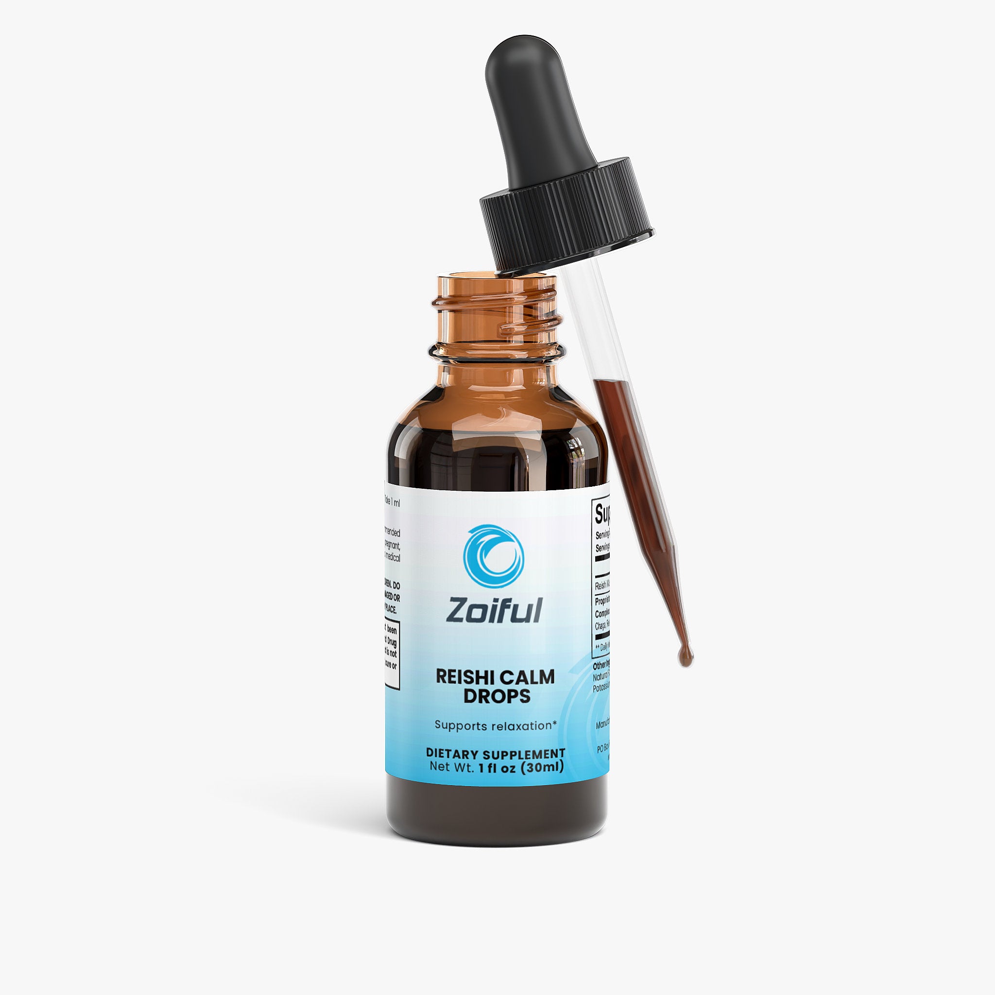 Reishi Calm Drops reishi extract drops with functional mushroom blend front label