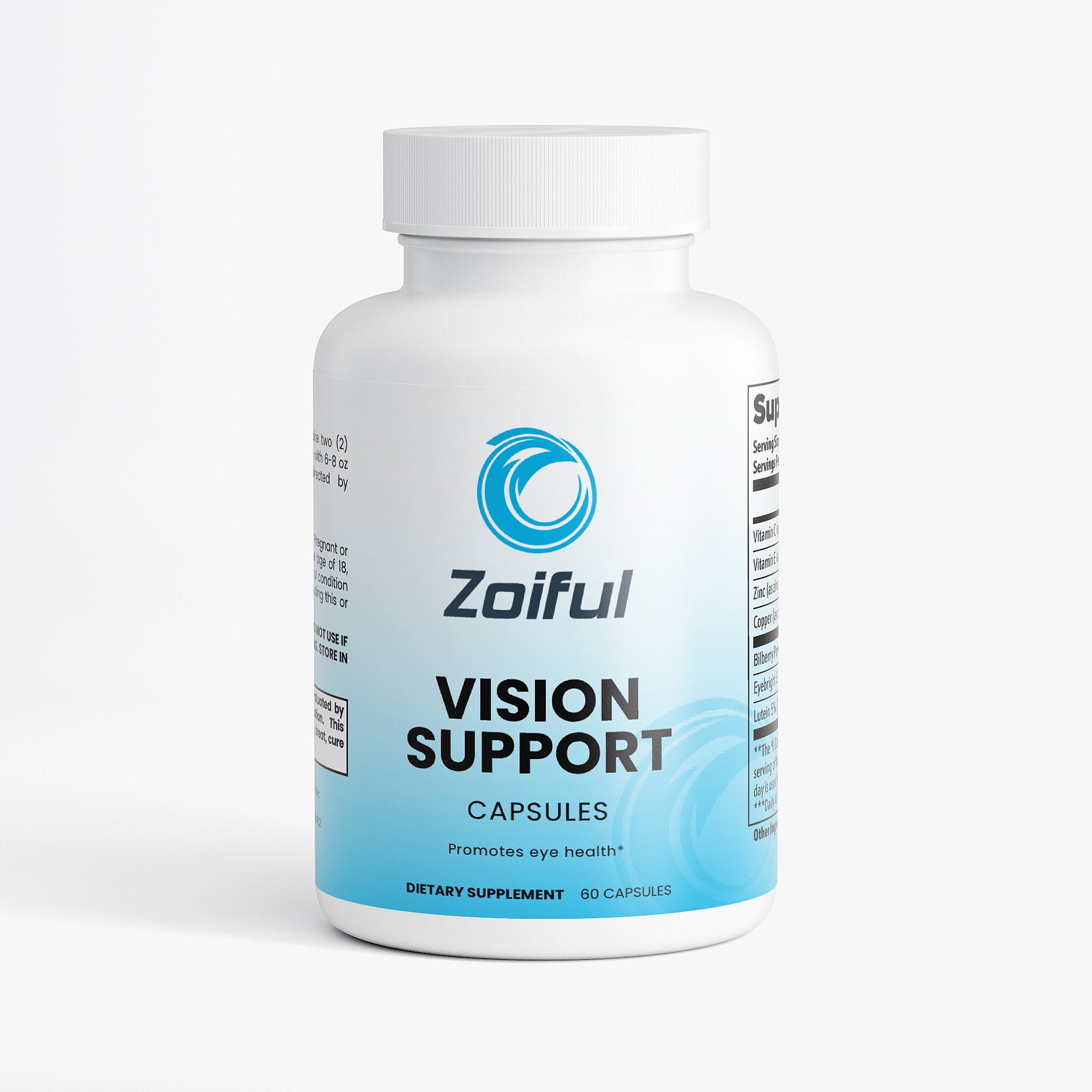 Vision Support eye health supplement bottle with lutein, bilberry, and antioxidant nutrients