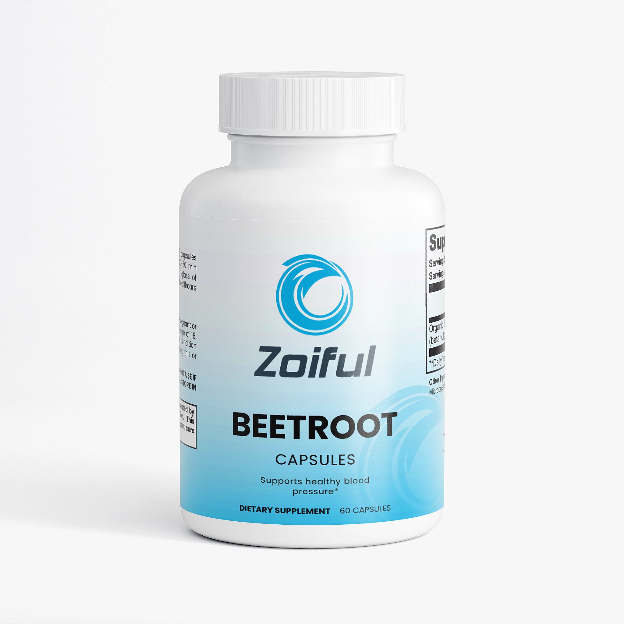 Beetroot capsules bottle for nitric oxide and blood flow support