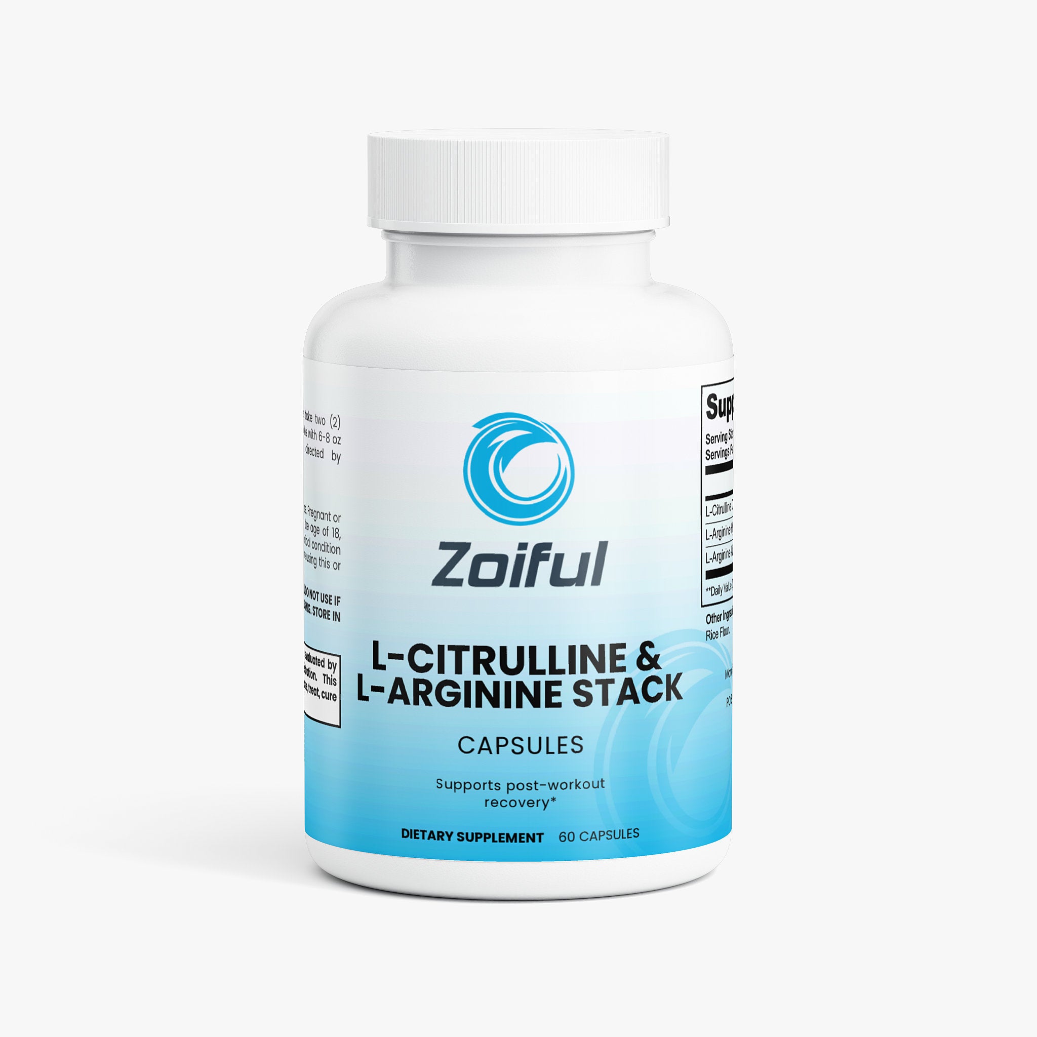 L-Citrulline & L-Arginine Stack capsules for nitric oxide and workout support