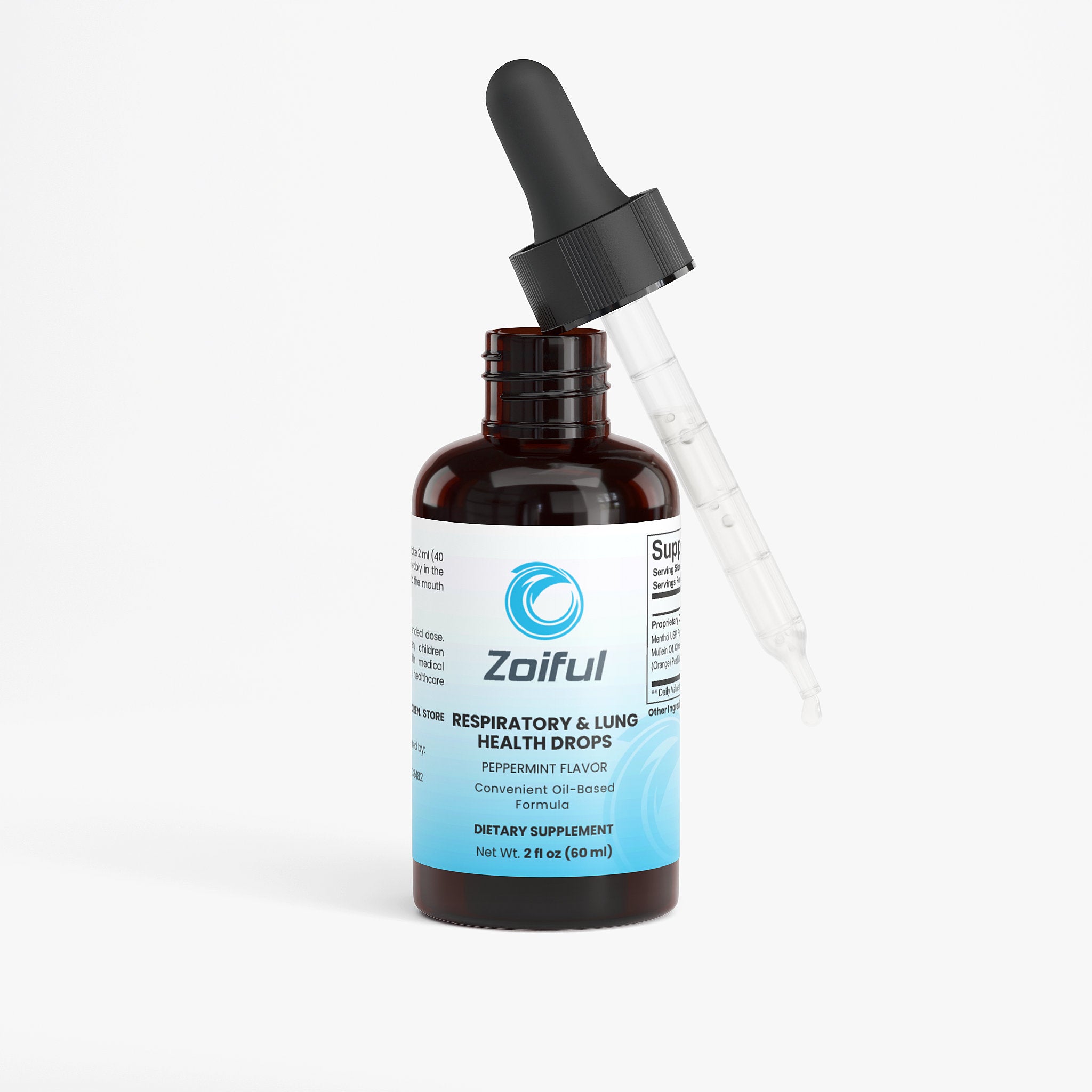 Respiratory & Lung Health Drops front label liquid oil supplement for daily respiratory wellness