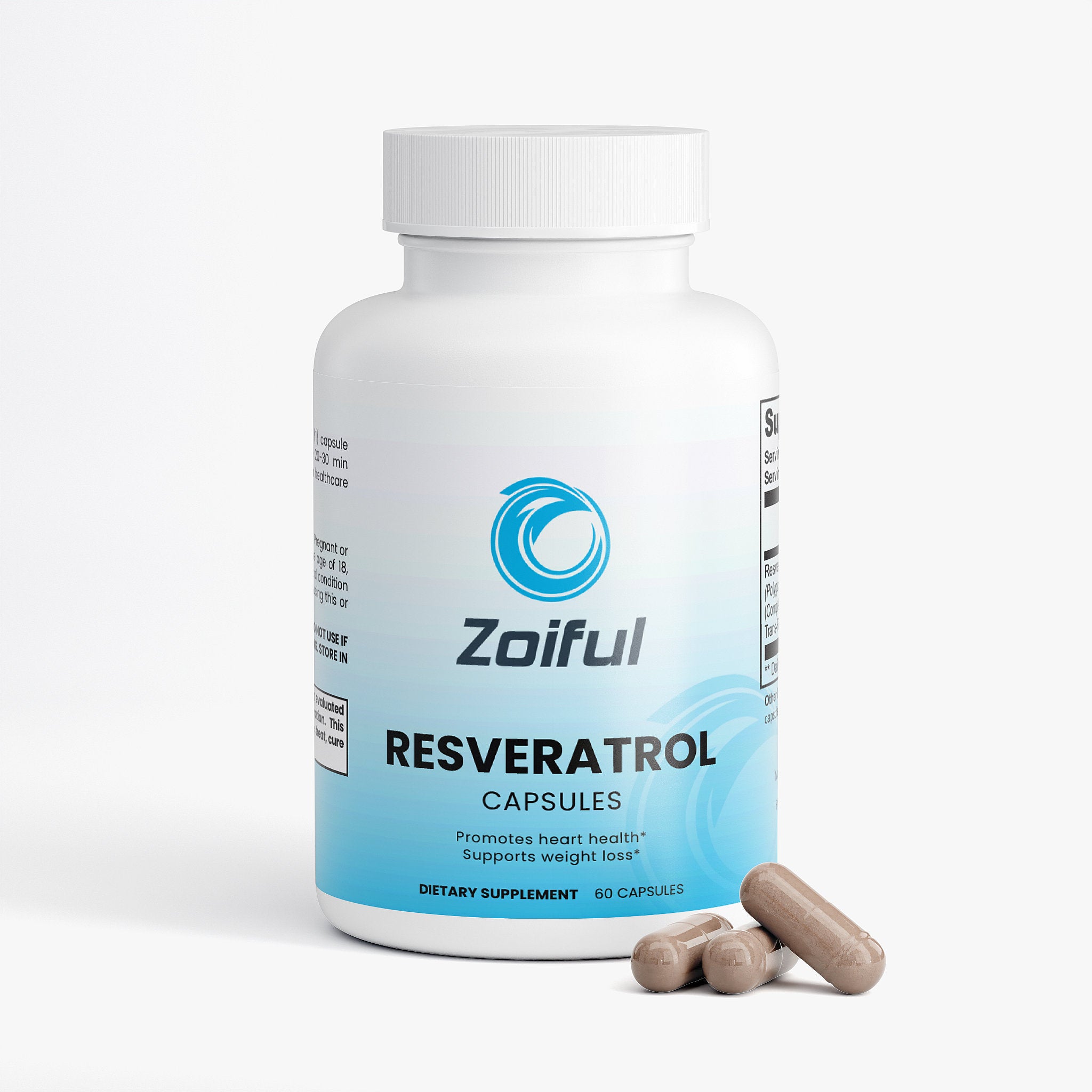 Resveratrol 50% 600mg trans-resveratrol supplement bottle angled view