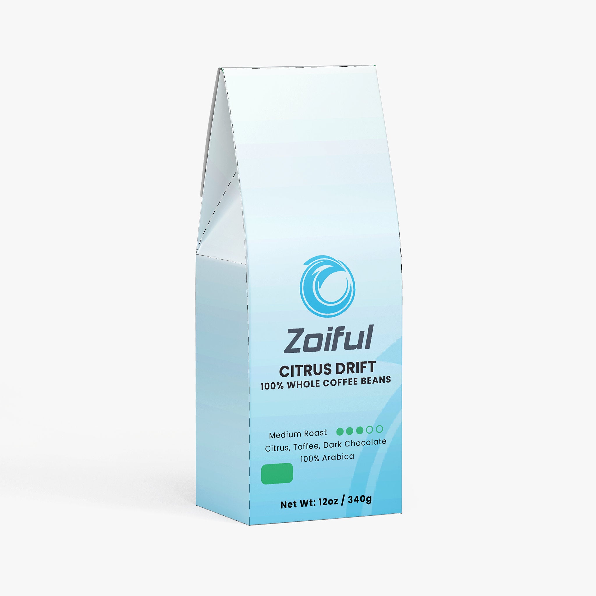 Citrus Drift Coffee medium roast whole bean bag with toffee, dark chocolate, and citrus tasting notes