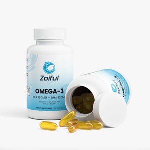 Fish oil softgels for heart, brain, and eye wellness support side label
