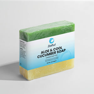 Aloe & Cool Cucumber Soap packaging with aloe vera and cucumber-inspired fresh scent