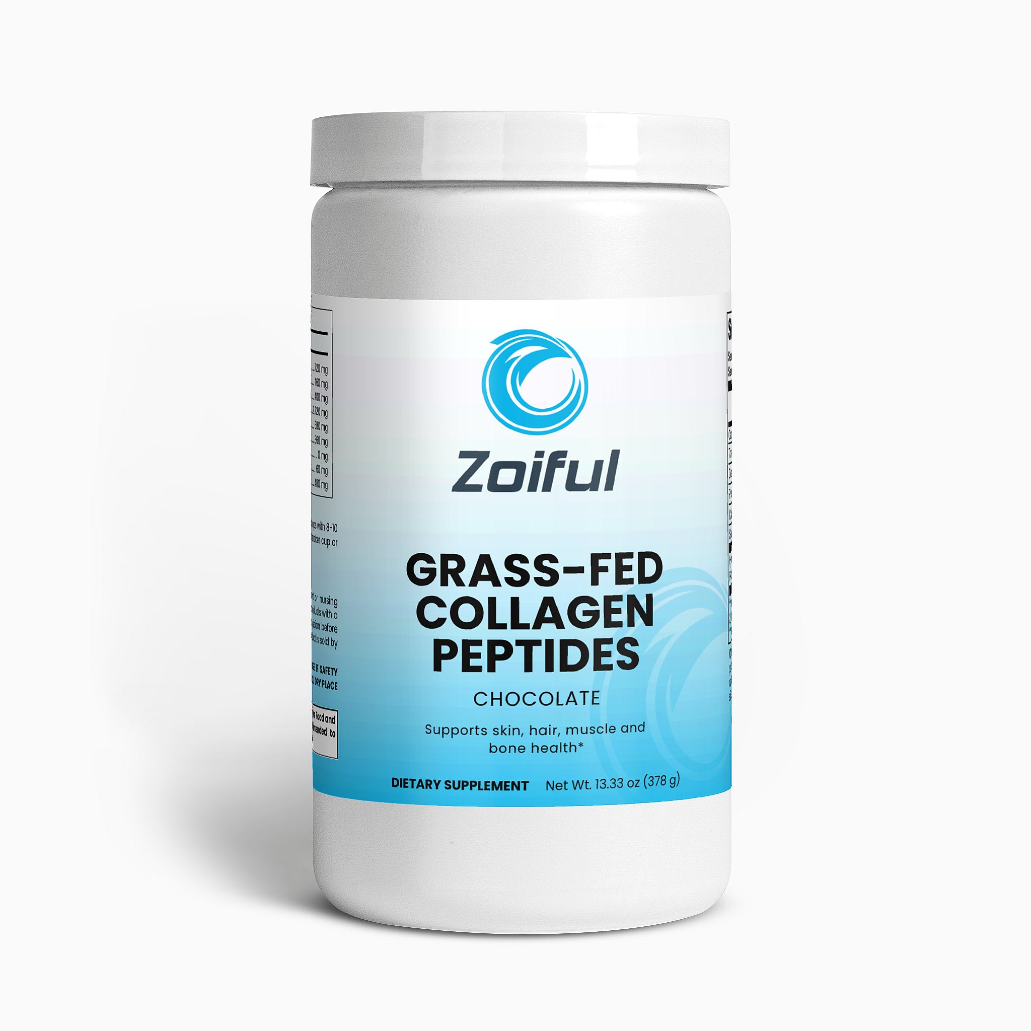 Grass-Fed Collagen Peptides Powder Chocolate front label collagen supplement