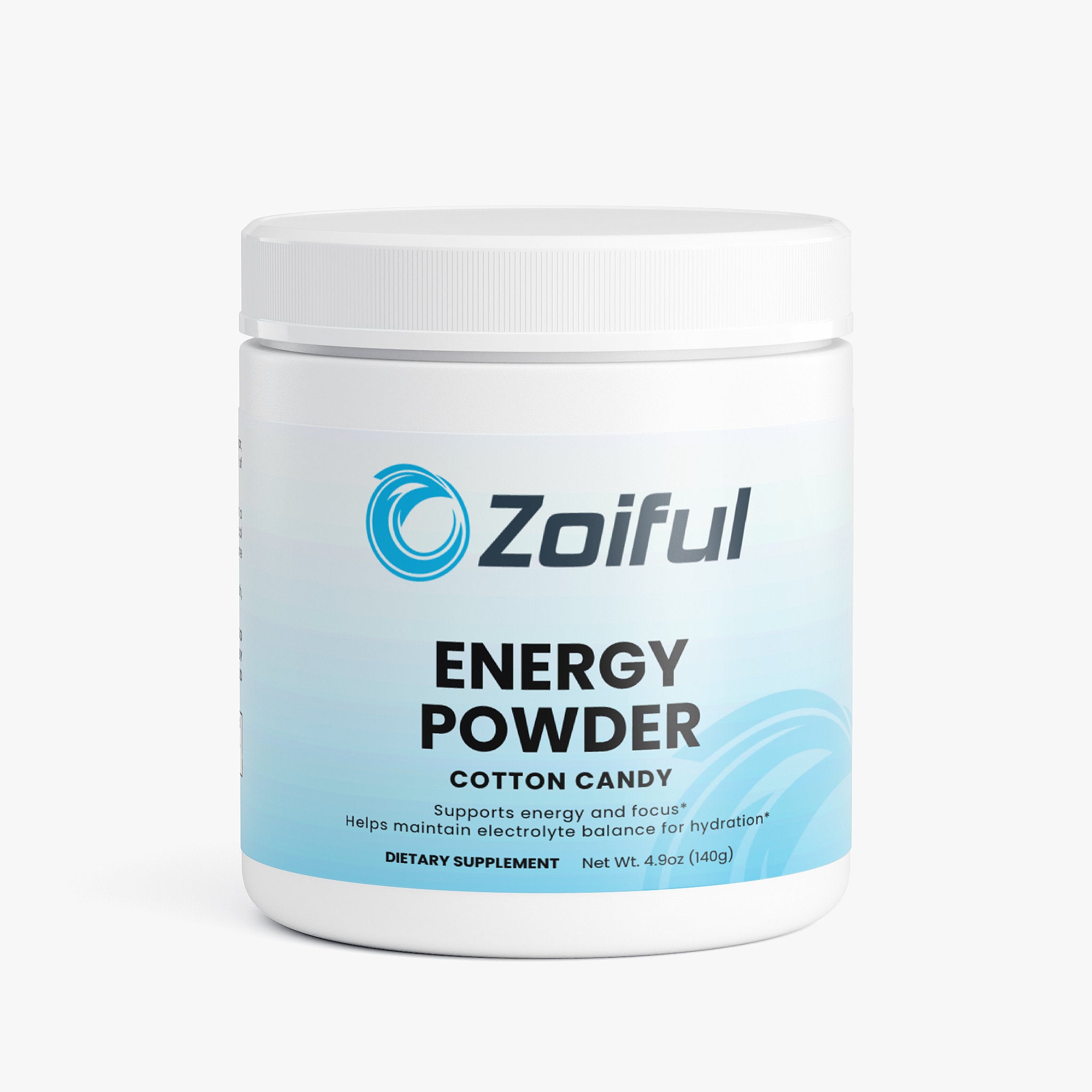 Energy Powder Cotton Candy sugar free pre-workout jar front label