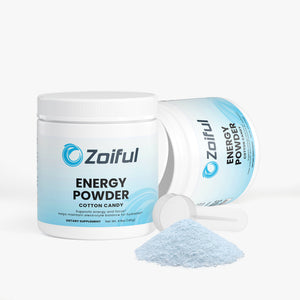 Energy Powder Cotton Candy pre-workout powder jar angled view