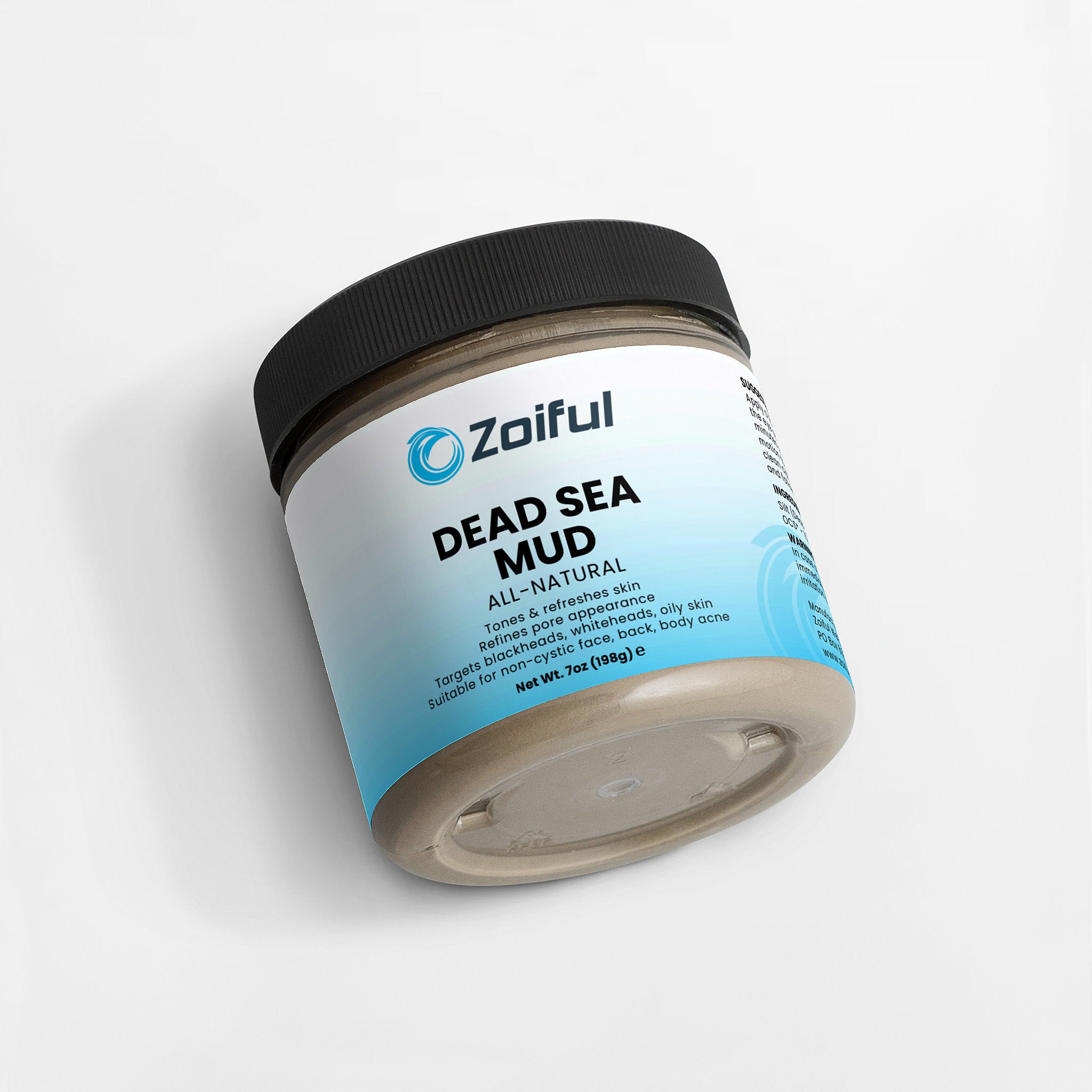 Dead Sea Mud mask container with lid for body masking routine