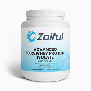 Advanced 100% Whey Protein Isolate Chocolate protein powder front label