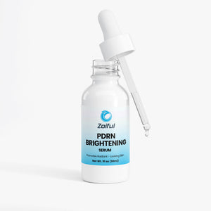 Front view of PDRN Brightening Serum pump bottle for daily face and neck skincare