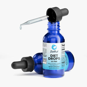 Diet Drops Ultra 1 oz supplement label with african mango and amino acid blend