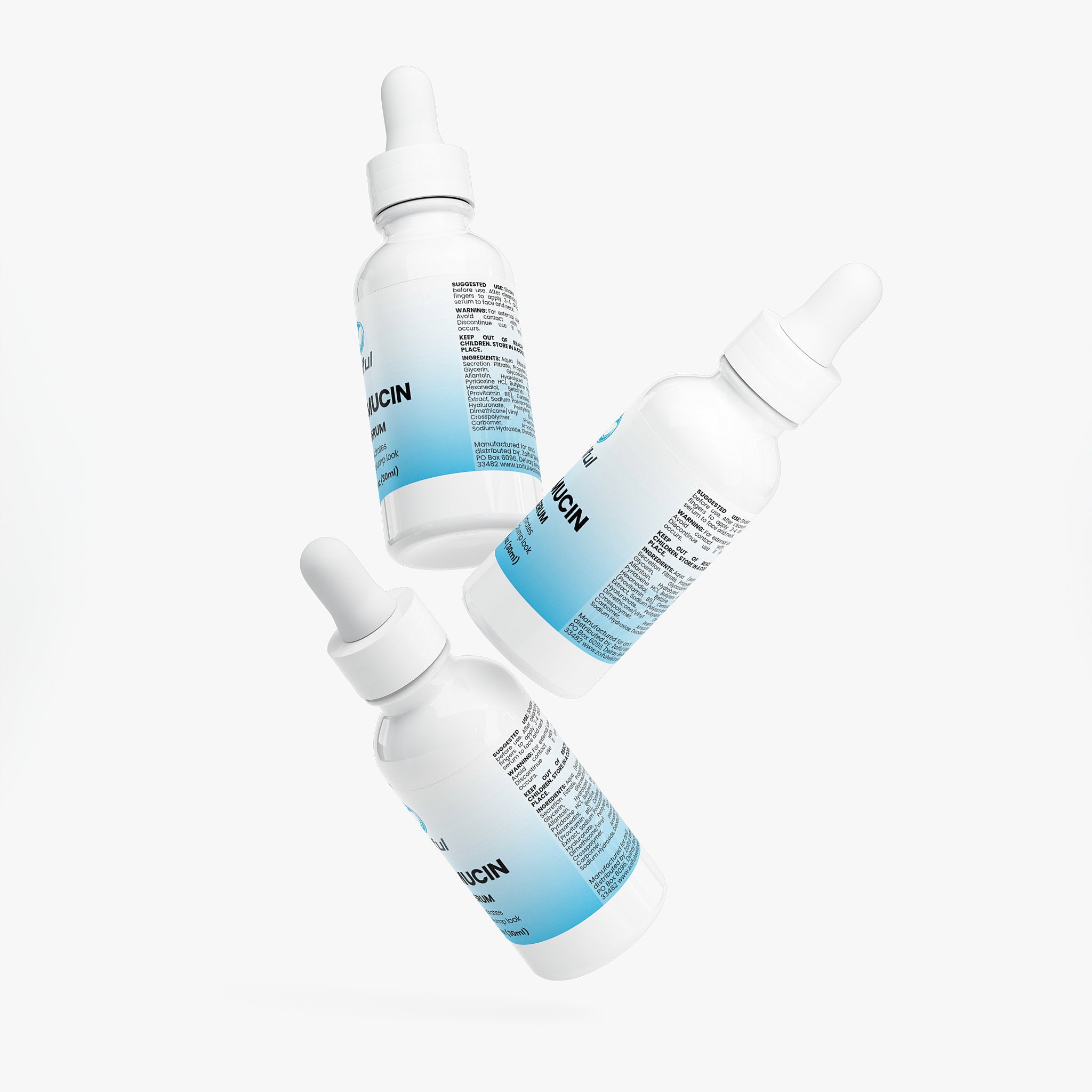 Snail Mucin Face Serum packaging showing 1 fl oz hydrating facial serum
