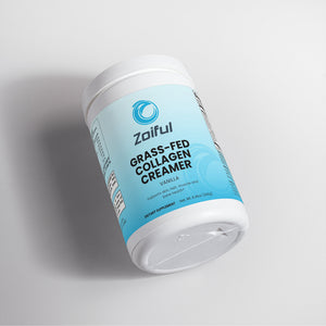 Vanilla collagen coffee creamer with grass-fed collagen peptides side label