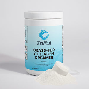 Grass-Fed Collagen Creamer Vanilla powdered collagen creamer container angled view