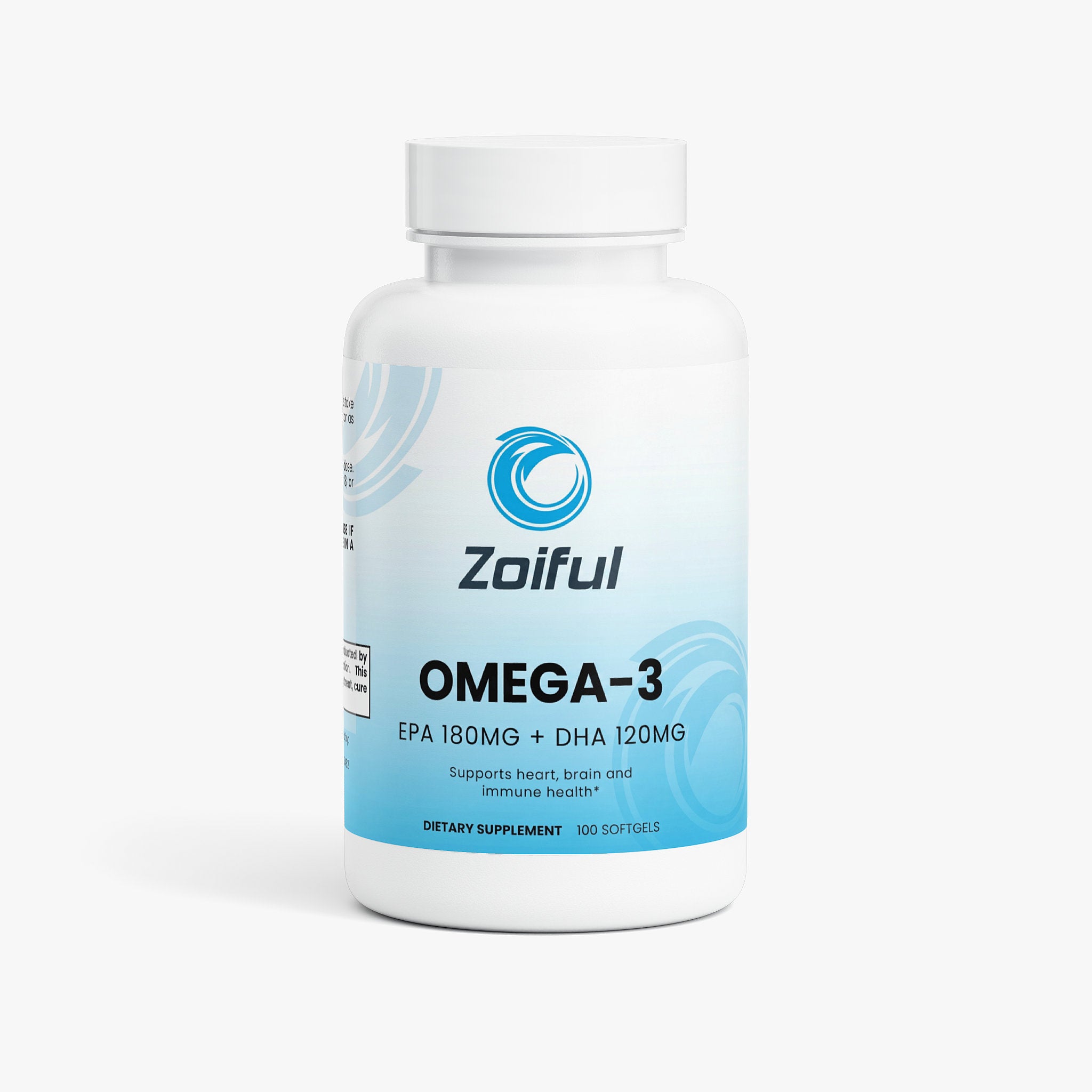 Omega-3 EPA 180mg + DHA 120mg fish oil softgels bottle front view