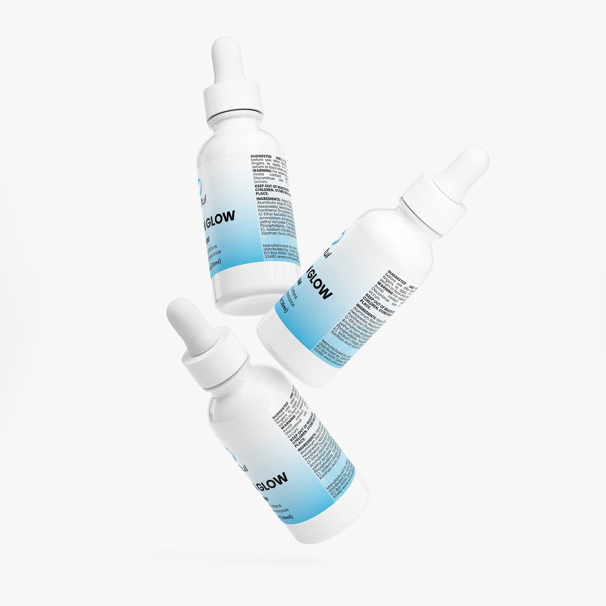Close-up of Vitamin Glow Serum bottle, lightweight glow serum for uneven-looking skin tone