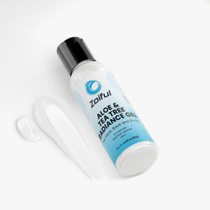 Aloe & Tea Tree Radiance Gel front view with aloe vera and tea tree skincare positioning