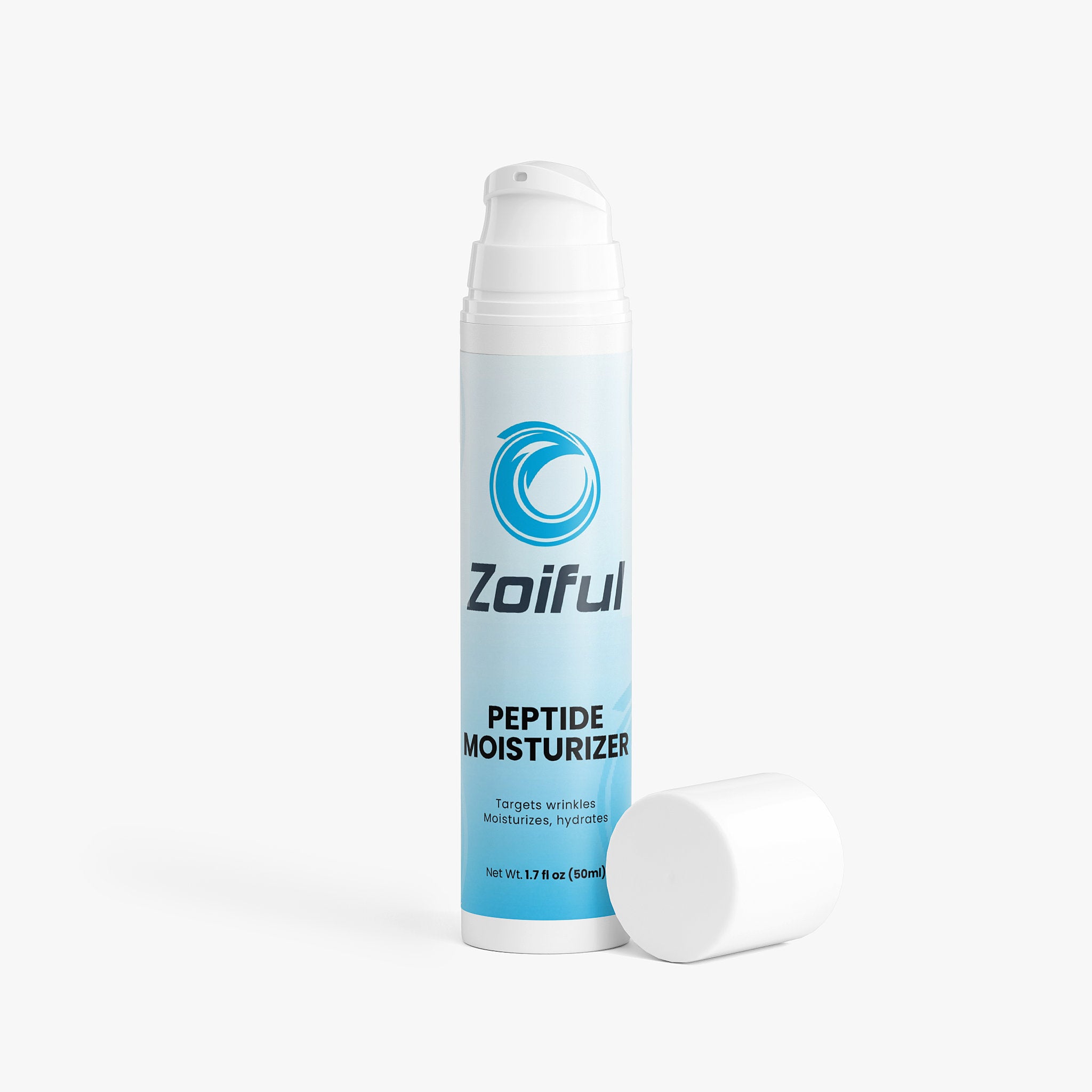 Peptide Moisturizer front view, fragrance-free face cream with peptides