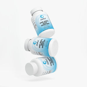 Hair skin and nails capsules label with ingredients and suggested use