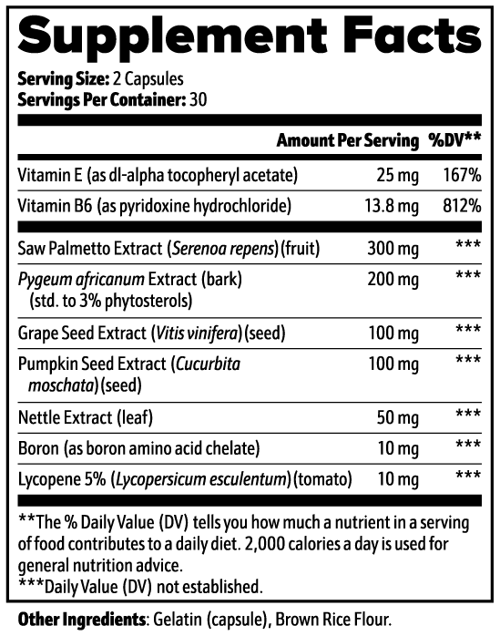 Prostate Support 60 capsule bottle for daily prostate support supplement routine