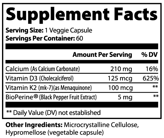 Bone & Heart Support 60 capsule D3 K2 calcium formula product image
