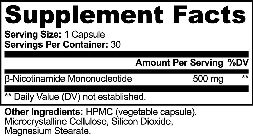NMN capsules product bottle for healthy aging and metabolic wellness support