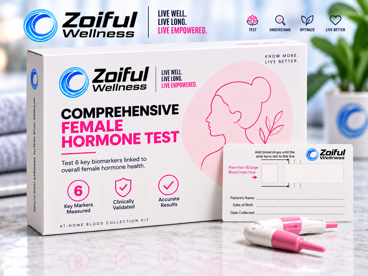 Zoiful Wellness Comprehensive Female Hormone Test finger-prick blood collection kit