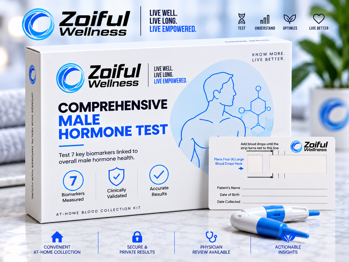 Zoiful Wellness Male Hormone Test finger-prick blood collection kit