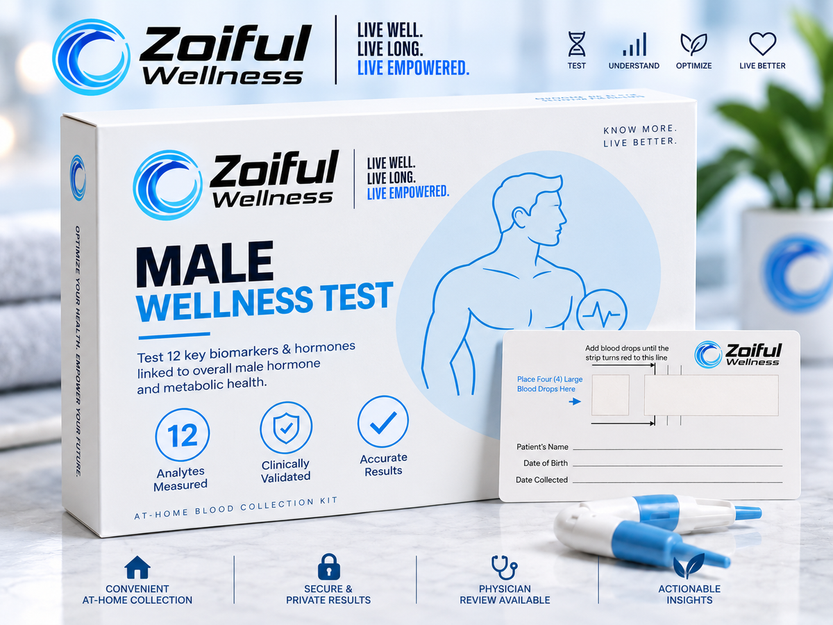 Zoiful Wellness Mens Wellness Test finger-prick blood collection kit