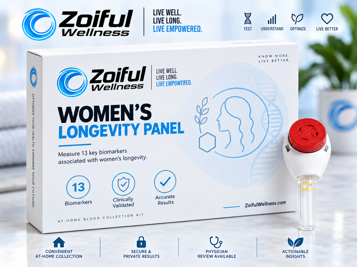Zoiful Wellness Women's Longevity Panel at-home blood collection kit